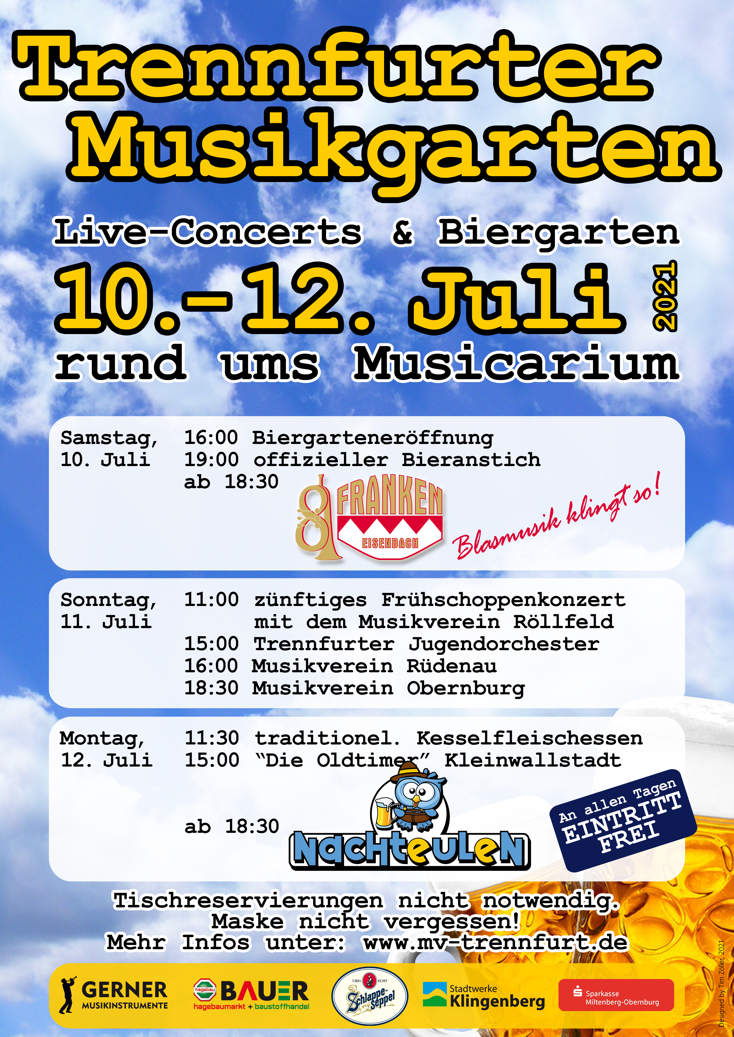 Trennfurter Musikgarten - 10. bis 12. Juli 2021 - Live-Concerts im großen Biergarten rund ums Musicarium