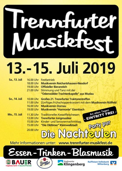 Trennfurter Musikfest 2019 - 13. - 15. Juli 2019